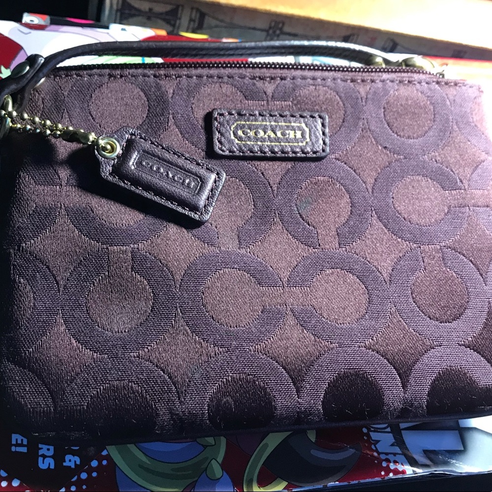 Coach brown wristlet